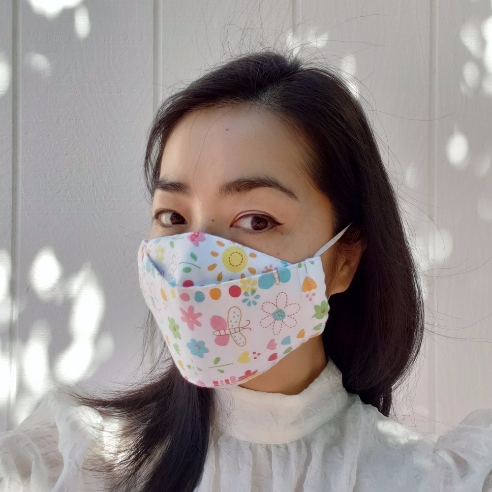 3 Layers Face Mask Happy Sun Bunnies Butterflies - Picture 9 of 9